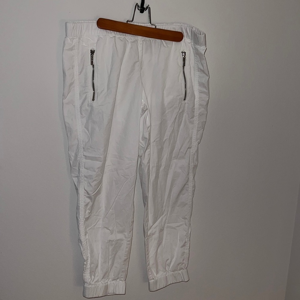 MICHAEL Michael‎ Kors white 100% Cotton elastic waist joggers pants Sz 10